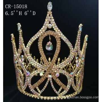 Wholesale AB Rhinestone Ribbon Full Round Crown